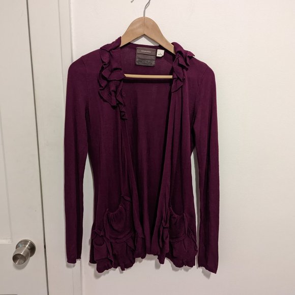 Anthropologie Guinevere Purple Ruffled Cardigan - Picture 2 of 6